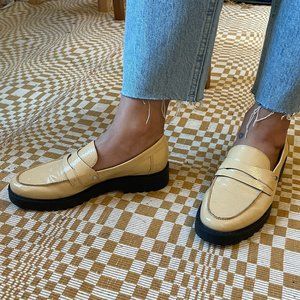 Franco Sarto Patent Cream Loafers